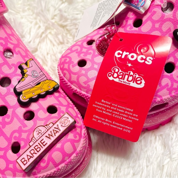 SOLD Crocs Barbie™ The Movie Mega Crush Clogs pink glitter platforms size 9 NWT - Picture 7 of 17